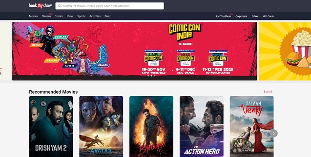 Movie Tickets Booking App BookMyShow