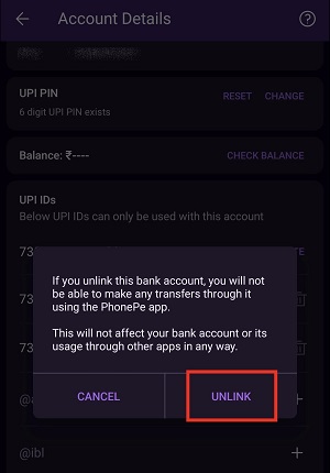 How to Remove Bank Account from PhonePe
