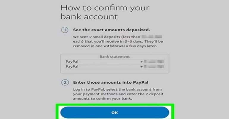 confirm your bank account